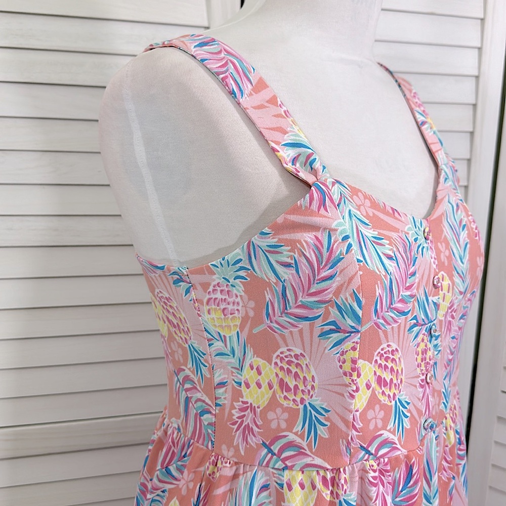 Simply Southern Pink and Blue Tropical Midi Dress - Picture 4 of 10